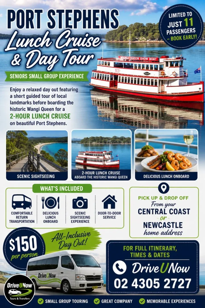 Port Stevens lunch cruise & day tour